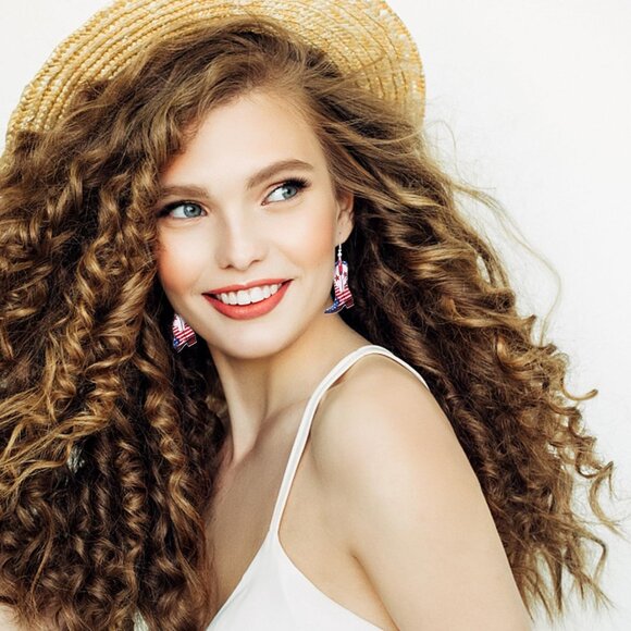 6 Pairs 4th of July Earrings for Women Patriotic American Flag Star Earring Red - Picture 4 of 7